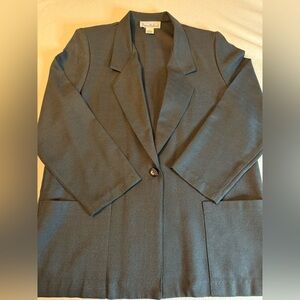 Vintage 80s Diane Richard Black Blazer Women's Size 14 Made in USA 23" PTP 30" L